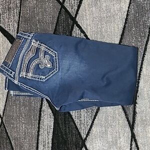 ROCK REVIVAL VIVIAN SEQUINS LEATHER EMBROIDERED EASY SKINNY DENIM JEAN